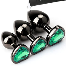 Load image into Gallery viewer, Hisionlee Butt Anal Plug Set, 3PCS Sex Toys Metal Anal Butt Plug Adult Toy with Crystal Diamond Beginner Anal Toy for Male Adult Unisex(Green)
