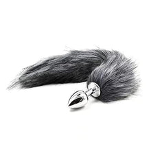 Load image into Gallery viewer, Ladies Cosplay Fox Tail, Plush Sex Toy Cat Wolf Fox Tail Accessories, Metal Butt Plug Tail Cover for Cosplay Anime Sexy and Cute (Grey)
