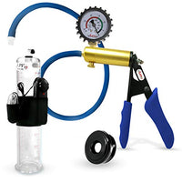 LeLuv Ultima Blue Premium Vibrating Vacuum Pump Ergonomic Silicone Grip, Uncollapsable Hose + Gauge & Cover TPR Sleeve 9