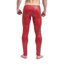 Load image into Gallery viewer, YiZYiF Fashion Men&#39;s Faux Leather PVC Trousers Night Club Dance Slim Long Pants (Medium(Waistline 27.0-38.0&quot;/68-96cm), Red)
