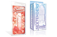 Sexy Gift Set Bundle of Shades, Small Jelly TPR, Gradient Dong, Coral and Icon Brands Vibrating Sextenders, Nubbed