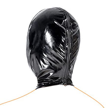 Load image into Gallery viewer, Romi Black Mouth Open Restraint Head Hood Bondage Mask Breathable Headgear with Zipper for Cosplay Costume SM Adult Sex Toys Men (L)
