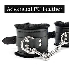 Load image into Gallery viewer, Soft Sleepy Blindfold with Fluffy Handcuffs-PU Leather Plush Handcuffs Set for Cosplay (Black with Plush)
