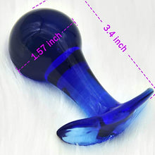 Load image into Gallery viewer, MEBAULT Glass Anal Plug Butt Plug with Curved Based for Comfortable Long Term Wear Blue Prostate Massager Sex Toy with Long Stem for Men Women Masturbation
