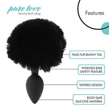 Load image into Gallery viewer, Pure Love Fluffy Bunny Tail, Silicone Anal Butt Plug, Black Color, Adult Sex Toy, 45g
