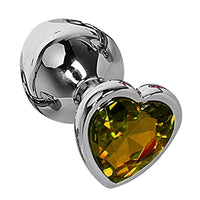 LSCZSLYH 3 Size Anal Plug Heart Stainless Steel Crystal Anal Plug Removable Butt Plug (Color : Golden, Size : M)