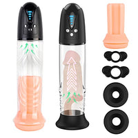 LIVE4COOL Electric Penis Pump Male Masturbator 4 Suction Intensities, USB Rechargeable Electronic Automatic Vacuum Pump with Pocket Pussy Penis Rings for Stronger Bigger Erections Male Sex Toys