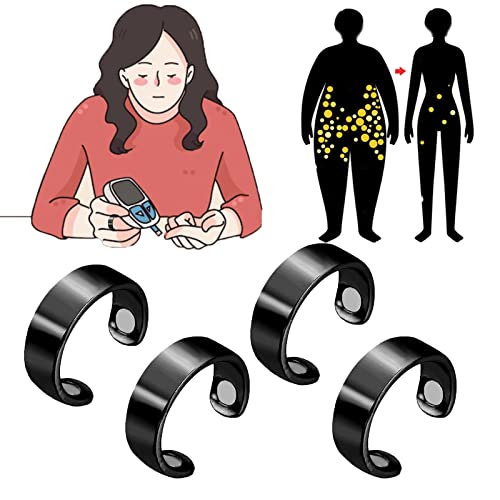 4PCS Health Go Blood Sugar Regulator Ring, HealthGo Blood Sugar Regulator Ring (Black)