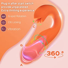 Load image into Gallery viewer, Clitoral Licking Rotating G Spot Vibrator Honey Play Box Joi  3 in 1 Clit Tongue Dildo Vaginal Vibrating Stimulator Adult Sex Toys with 7 Rotating&amp; 7 Clit Licking Modes Massager Butt Plug (Yellow)
