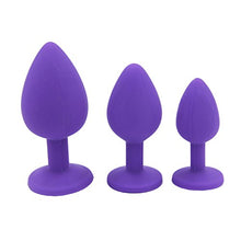 Load image into Gallery viewer, Connoworld Silicone Butt Insert Anal Plug Shiny Rhinestone Base Trainer Prostate Massager Toy for Male,Female,and Beginner S,M,L Sizes
