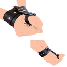 Load image into Gallery viewer, PU Leather Hand Wrist to Thumbs Cuffs Bondage Belts Cosplay BDSM Ankle Wrist Hogtie Strap with Toes Restraints Sex Toys (Wrist Cuff)
