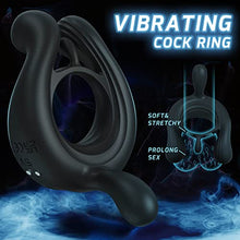 Load image into Gallery viewer, Vibrating Cock Ring 3 Bullets Penis Rings, 9 Vibration Modes Male Sex Toys, Remote Control Clit Stimulator Testicle Stimulation Mens Vibrator Adult Toys for Men Couples
