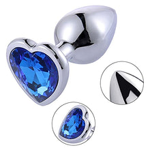 Load image into Gallery viewer, Rustless Metal Anal Butt Plugs Blue Jewelry Heart Shaped Anal Trainer Toys Unisex Valentine &#39;s/Birthday Gift for Lover Romi (Medium Plug)
