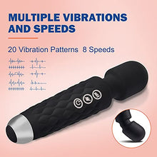 Load image into Gallery viewer, Powerful Personal Wand Massager with 8 Speeds 20 Patterns &amp; Flexible Neck, Cordless Handheld Waterproof Magic Massager for Neck Shoulder Body Back Relieves Muscle Tension at Home or in Trip.
