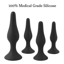 Load image into Gallery viewer, Butt Plugs Trainer Silicone Anal Plugs Beginners Starter Set for Women and Men Soft Silicone Plugs Toys Trainer 4 Piece Set (Black)
