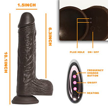 Load image into Gallery viewer, 8.6 Inch Brown Realistic Thrusting Dildo Vibrator with 360 Rotating &amp; Heating for Women, Electric Silicone Dildos Rechargeable Sex Toy with Strong Suction Cup &amp; Remote Control for G Spot Anal Play
