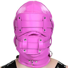 Load image into Gallery viewer, Deep Throat Trainer Locking Hood with Removable Locking Blindfold &amp; Penis Gag (Hot Pink)
