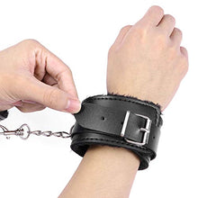 Load image into Gallery viewer, SOIMISSAdjustable PU Leather Plush Handcuffs Restraining Toy Adult Bondage Pleasure Toy (Black Feet Cuffs)
