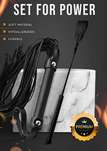 Load image into Gallery viewer, MALINERO Black Sex Whip Adult Crop 18&quot; BDSM Whip Set Bondage Flogger Kit Crop Sex Set Adult Crop Paddle Spanking BDSM Set Spanking Paddle Adults Flogger
