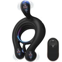 Vibrating Cock Ring 3 Bullets Penis Rings, 9 Vibration Modes Male Sex Toys, Remote Control Clit Stimulator Testicle Stimulation Mens Vibrator Adult Toys for Men Couples