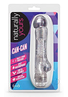 Blush Naturally Yours Can Can 7 Inch Soft Curved Bulbous Tip Vibrator Stimulator IPX7 Submersible Waterproof Vibrating Sex Toy for Women Bendable Abstract Dildo for Her - Adorned with Glitter - Clear