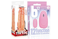 Sexy Gift Set of Massive Triple Threat 3 Cock Dildo and Icon Brands B12 Bullet, Pink