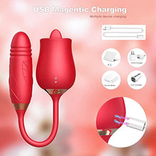 Load image into Gallery viewer, Rose Sex Toy Vibrator for Women 3 in 1 Clitoral Stimulator Tongue Licking Thrusting Vibrator with 10 Modes, Rose Adult Sex Toys Games,Clitoris Nipple Licker for Women Man Couple (RED2)
