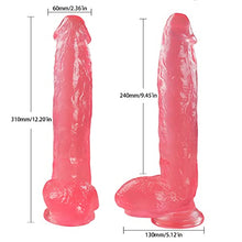 Load image into Gallery viewer, Realistic Large Dildo Clear Jelly Dildo 12 Inch Crystal Big Dildo with Strong Suction Cup, Adult Sex Toy for Women
