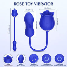 Load image into Gallery viewer, Rose Sex Toys with Thrusting Dildo - 3 in 1 Adult Toys Clitoral G Spot Vibrator Rose Sex Stimulator for Women with 9 Tongue Licking &amp; 9 Thrusting, Nipple Anal Adult Sex Toys &amp; Games for Female Couples
