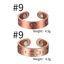 Load image into Gallery viewer, MagEnergy Pure Copper Ring with Magnets Magnetic Rings for Men Women, Fingers Thumb Rings for Mom Dad Mother Birthday Gift Set of 4
