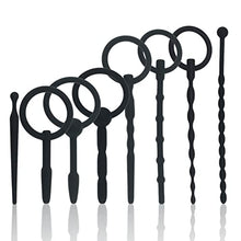 Load image into Gallery viewer, WOOTNB Urethral Probe Wand with Ring Silicone Chastity Holy Urethral Sound Beads Hollow Urethral Plug Probe Urinary Dilator Urethra Masturbation Rod (A)
