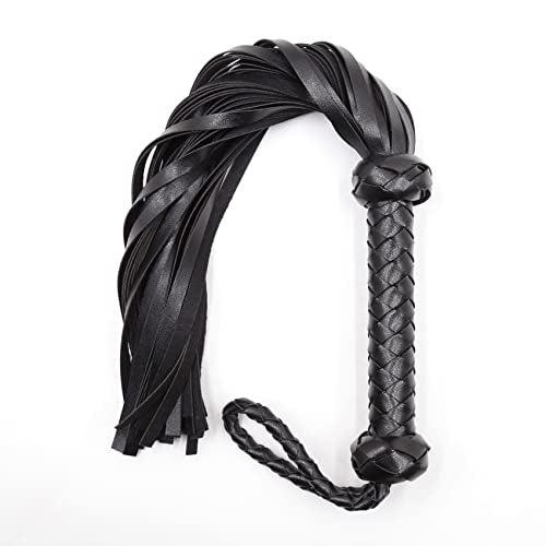 VENESUN Bondage Spanking Flogger, 18.9inch Faux Leather Whips for Adult BDSM Play, Black