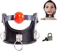 Load image into Gallery viewer, MFMYEE Bondage Harness with Fetish BDSM Silicone Ball Gag Professional Bondage Leather Collar Padded Collar Neck Corset
