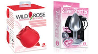 Sexy, Kinky Gift Set Bundle of Wild Rose and Tongue and Icon Brands The Silver Starter, Bejeweled Heart Stainless Steel Plug, Pink