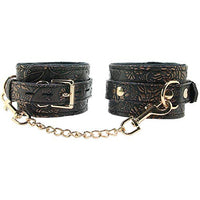 Spartacus Faux Fur Lining Wrist Restraints - Brown Floral Print