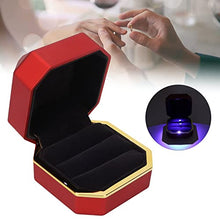 Load image into Gallery viewer, DOINGKING Lighted Rings Box, Plastic Outer Layer Luxurious and Elegant Easy to Carry Easy to Open and Close Lighted Ring Display Box for Marriage Proposals for Lovers(red)
