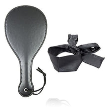 Load image into Gallery viewer, Leather Spanking Hand Slapper Wide Paddle With Satin Eye Mask Role Game Play
