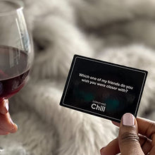 Load image into Gallery viewer, Convo and Chill Couples Edition - Very Deep Conversation Cards for Car Rides, Date Night, Dinner or Bed Time. Exciting Couples Card Game
