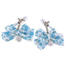 Load image into Gallery viewer, 2Pcs Cute Floral Bow Nipple Clamps for Women Girls, Decorative Nipple Clamps Sexual Pleasure Nipple Clamps with Bells Nipple Toys Sex Toys Non Piercing (Blue)
