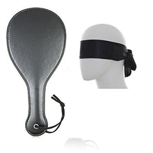 Load image into Gallery viewer, Leather Spanking Hand Slapper Wide Paddle With Satin Eye Mask Role Game Play
