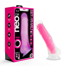 Load image into Gallery viewer, Blush Neo Elite - 7.5&quot; Silicone Dildo with Balls - 1.5&quot; Thick Glow in The Dark Sensa Feel Dual Density - Strap On Compatible Sturdy Suction Cup for Hands Free Play - Body Safe Sex Toy - Neon Pink
