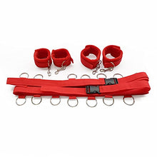 Load image into Gallery viewer, THAT NIGHT Adult Bed Bundles Sexy Bed with 7 Buckle Steel Rings, Female Equipment Adjustable Handcuffs Binding Straps red
