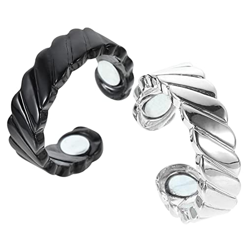 Healeved Mens Rings Mens Rings Mens Rings Therapeutic Magnetic Rings 2pcs Magnetic Lymph Ring Adjustable Open Ring Lodestone Finger Ring for Women Men Mens Ring Mens Ring Mens Ring