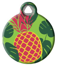 Load image into Gallery viewer, Dog Tag Art Pina Colada Personalized Pet ID Tag for Dogs and Cats, Silent Polymer Coated Pineapple Nametag with Customized Identification Informaion, Large 1.25&quot; Diameter
