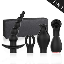 Load image into Gallery viewer, G-spot Massage Vibrator 10 Vibration Modes Clitoral Stimulation Backyard Massage Adult Sex Toys 5 Pcs Set for Couples Play(Black)
