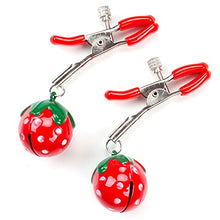 Load image into Gallery viewer, 1 Pair Cute Strawberry Nipple Clamps Decorative Nipple Clamps with Bells Nipple Clips for Women Pleasure Adult Sexual Toys for Couples (Large Bell)
