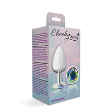 Load image into Gallery viewer, Viben Toys  Cheeky Charms Butt Plug  Body Safe Aluminum Alloy, Lightweight Anal Plug  Silver Round Clear Iridescent Acrylic Gemstone - Large
