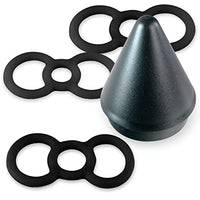 LeLuv Loop Handle Tension Rings Eyro Slippery Black Silicone Bundle with Easyop 2.25 inch Loader Cone .5 inch Through .7 inch Unstretched Diameter 3 Pack Sampler