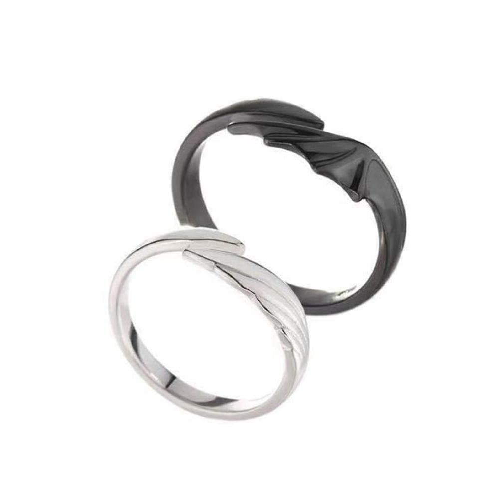 CHIHUOBANG 2Pcs/Set Adjustable Ring Couple Matching Rings for Woman Man Angel Devil Open Rings Black White Couple Ring for Her Him Couples Matching Rings