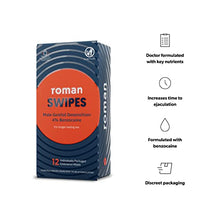 Load image into Gallery viewer, Roman Swipes | Fast-Acting, Convenient, Over-The-Counter Wipes Increase Stamina, Formulated with 4% Benzocaine, Features Discreet Packaging | 12-Pack
